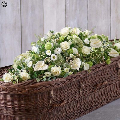 White and Green Casket Spray