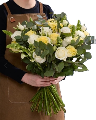 Cream and White Hand Tied