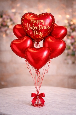 Valentine’s Heart Balloon Cluster