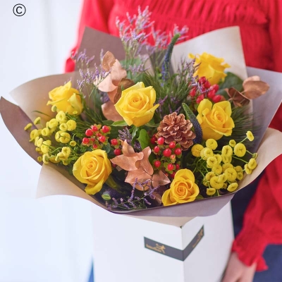 Yellow Roses Vibrant Hand tied